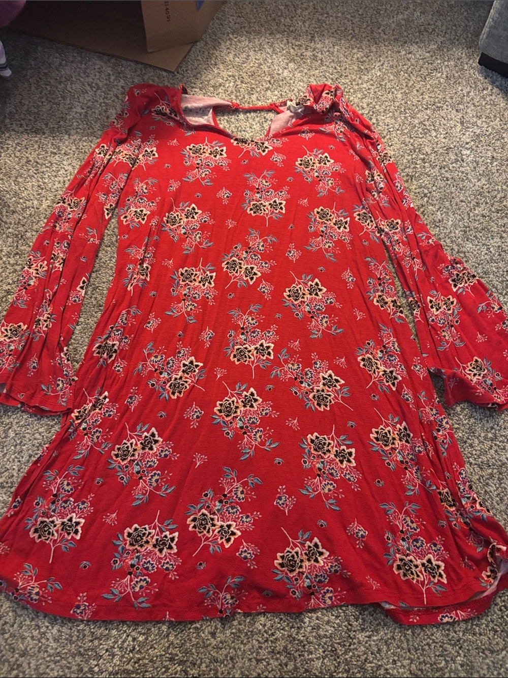 Red Rose Red Floral Print Top